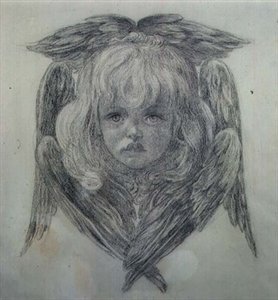 Estudo para a cabeça de um anjo criança em 