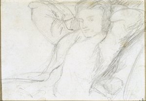 Estudo de uma senhora sentada, 1860 (grafite sobre papel) de Dante Gabriel Charles Rossetti