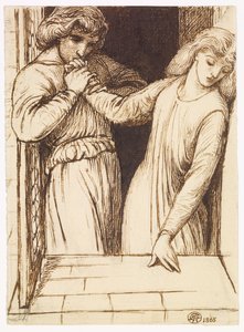 Hamlet e Ofélia - Estudo de composição de Dante Gabriel Rossetti