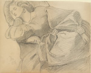 Ruth Herbert dormindo, 1858 de Dante Gabriel Rossetti