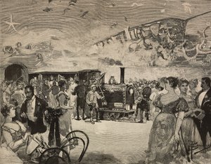 Festa de Carnaval no Clube Artístico Internacional (Circolo Artistico) de Roma, Itália, gravura após desenho de Dante Paolocci, de L