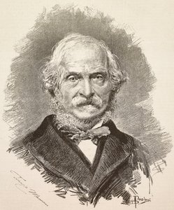 Retrato de Terenzio Mamiani (1799-1885), político e escritor italiano, gravura a partir de um desenho de Dante Paolocci e de uma fotografia de Della Valle, de L