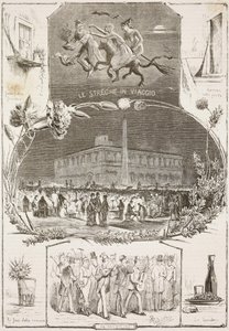 Noite de São João, Roma, Itália, gravura a partir de desenho de Dante Paolocci, de L