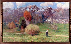Paisagem de Montanhas (Paisagem) Pintura de Dario Bardinero (1868-1908) Genes Galleria d