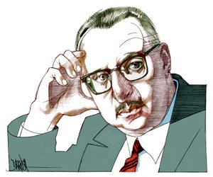 Giorgio Manganelli, 2021 (desenho digital a lápis de cor) de Dariush Radpour