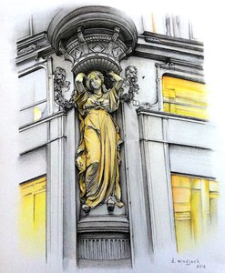 Gracious Burden, 2016 (lápis, tinta sobre papel) de Darrell Windjack