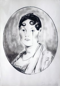 Rapariga Ingre 3, 2003 (tinta sobre papel) de Darren Coffield