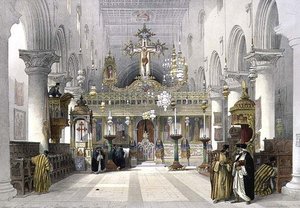 Capela do Convento de Santa Catarina no Monte Sinai, 21 de fevereiro de 1839, placa 112 do Volume III de "A Terra Santa", gravada por Louis Haghe (1806-85) pub. 1849 (litho) de David (after) Roberts