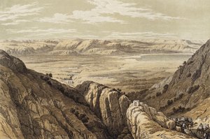 Descida sobre o Vale do Jordão (cor litho) de David (after) Roberts