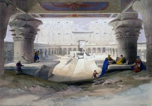 Templo de Edfu, gravura de desenho de David Roberts (1796-1864), do Egito e Núbia