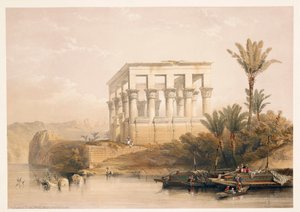 Egipto, O Templo de Filae conhecido como a "Cama do Faraó", gravura baseada num desenho de David Roberts de "Egipto e Núbia".