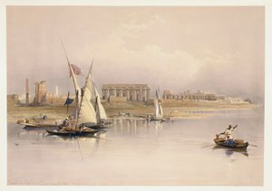Egito, ruínas de Luxor do Rio Nilo, gravura baseada em desenho de David Roberts de David (after) Roberts
