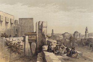 Entrada para a Cidadela de Jerusalém (cor litho) de David (after) Roberts