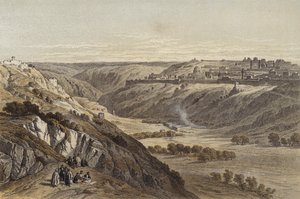 Jerusalém do Monte das Oliveiras (cor litho) de David (after) Roberts