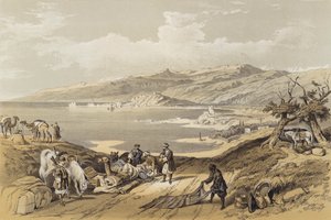 Sidon olhando para o Líbano (cor litho) de David (after) Roberts