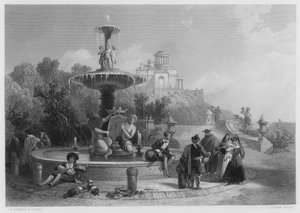 A Fonte de Madrid, da imagem da Colecção Real (gravura) de David (after) Roberts