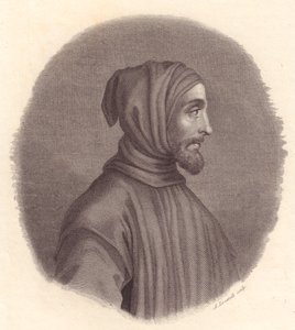 Retrato do pintor italiano Cimabue (cerca de 1240-1302), gravura em cobre de Locatelli a partir do retrato de Simone Senese
