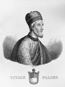 Retrato de Vitale Falier (falecido ca 1095), 32º Doge de Veneza, gravura de Antonio Nani (1803-1870)