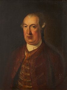 Retrato de meio comprimento de um cavalheiro em uma jaqueta e colete bordados (óleo sobre tela) de David (follower of) Martin