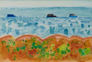 Carros e Saltbush, Austrália (aquarela)