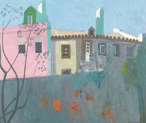 Conversa numa aldeia portuguesa, c.1961-67 (óleo a bordo) de David Alan Redpath Michie