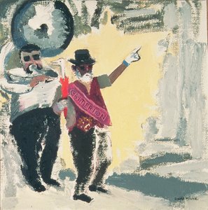 Liderando o Criterion Jazz Band com Big Al (óleo sobre tela a bordo) de David Alan Redpath Michie