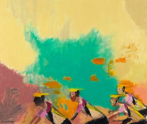 The Cyclists, c.1997-98 (óleo sobre tela) de David Alan Redpath Michie