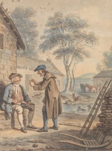 Symon dá a notícia a Glaud: Desenho número 3 para The Gentle Shepherd de David Allan