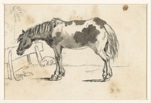 Um cavalo em pé e um cão reclinável de David Alphonse de Sandoz Rollin