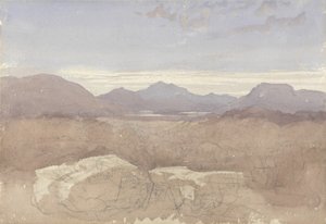 A Mountainous View, North Wales, c.1818 (w - c e grafite no papel) de David Cox
