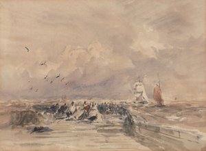 Cais de Dieppe, brisa forte de David Cox