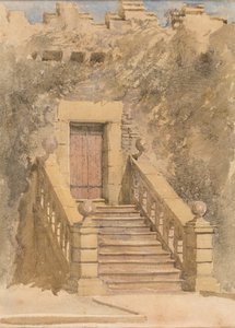 Porta de entrada em Haddon Hall, c.1845 (aguarela e lápis sobre papel) de David Cox
