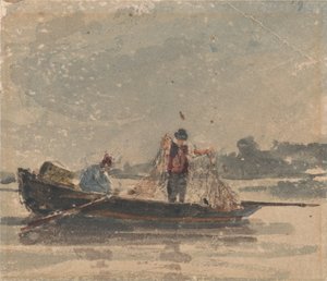 Pescadores a puxar a rede de David Cox