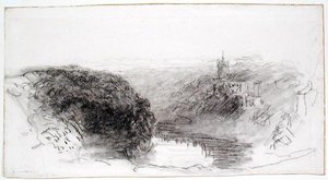 Knaresborough (carvão vegetal sobre papel) de David Cox