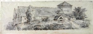 Igreja de Llanfair, norte do país de Gales, c.1813 de David Cox