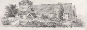Igreja de Llanfair, País de Gales do Norte para um tratado sobre pintura paisagística e efeitos nas cores da água de David Cox