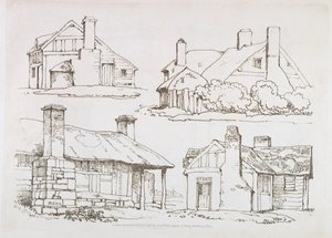 Placa 3 de Lições Progressivas na Paisagem para Jovens Iniciantes, 1816 (gravura em terra macia) de David Cox