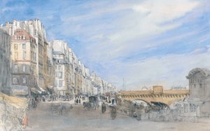 Pont Neuf do Quai de L&39;Ecole, Paris (lápis e w - c no papel)