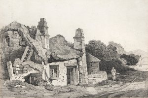 Casa de campo em ruínas (desenho) de David Cox