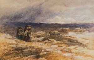 The Peat Gatherers perto de Bettws-Y-Coed, North Wales (aquarela) de David Cox