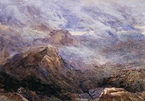 Welsh Sketch - Bracken Ardente (aquarela sobre papel) de David Cox