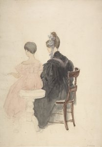 Uma lição de piano, 1800-1859. de David Cox the elder