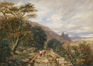 Country Track que leva ao Castelo de Harlech, 1842 de David Cox the elder