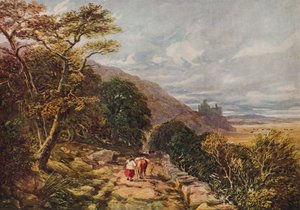 Trilha do país levando ao Castelo Harlech, século 19, 1938 de David Cox the elder