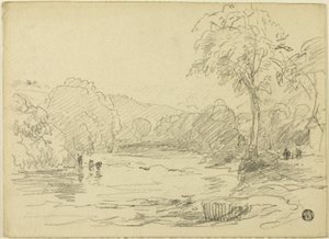 Cena do rio de David Cox the elder