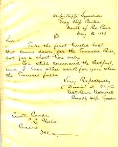 Carta de David D. Porter, U. S. S. Benton, foz de Red River, para Seth Ledyard Phelps, Cairo, Illinois, 12 de maio de 1863 de David D. Porter
