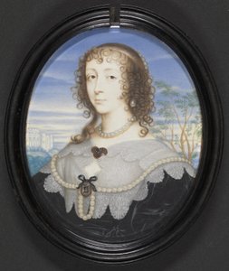 Rainha Henrietta Maria (1609-69) (guache sobre velino colocado no cartão gesso)
