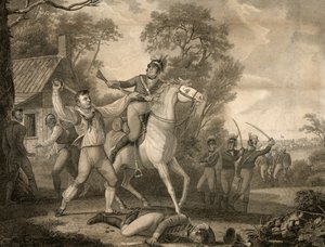 Peter Franciscos Gallant Ação com Nove de Tarletons Cavalaria à vista de uma Tropa de Quatrocentos Homens, pub. 1814