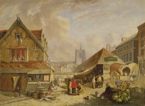 The Old Fishmarket, Norwich, 1825 de David Hodgson