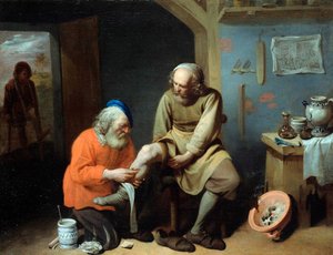 "Le chirurgien de village" (O Cirurgião da Vila) Peinture de David Ryckaert III (Rijckaert) (1612 - 1661) Óleo sobre tela, Dim 49,2x64 cm Staatliche Museen, Berlim